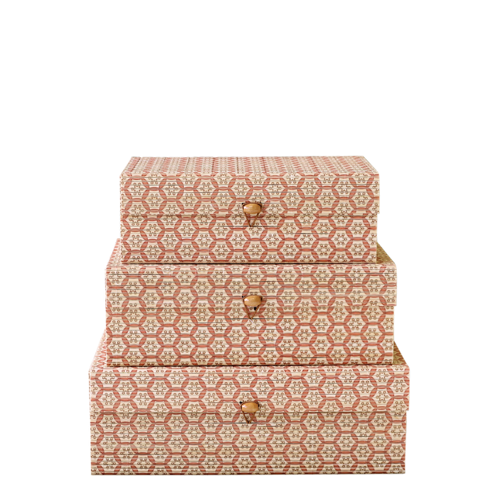 Amilly bambusbox 3 stk saman - coral blush&light nature