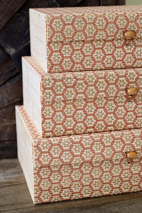 Amilly bambusbox 3 stk saman - coral blush&light nature