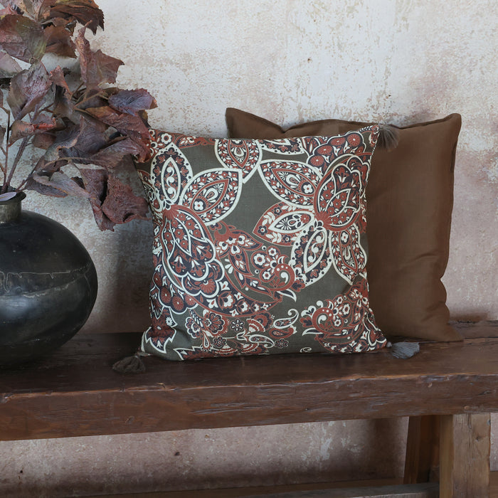 Aix púðaver með kögri Verte og Terracotta