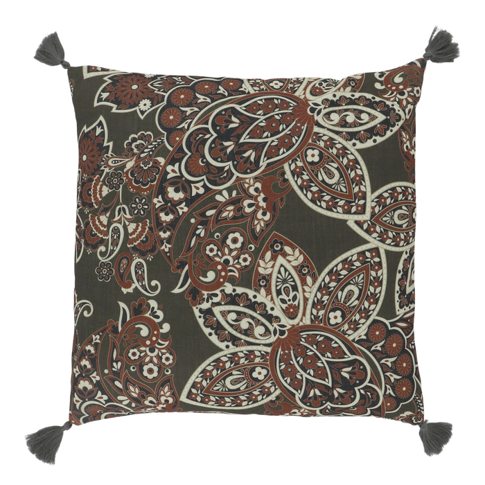 Aix púðaver með kögri Verte og Terracotta