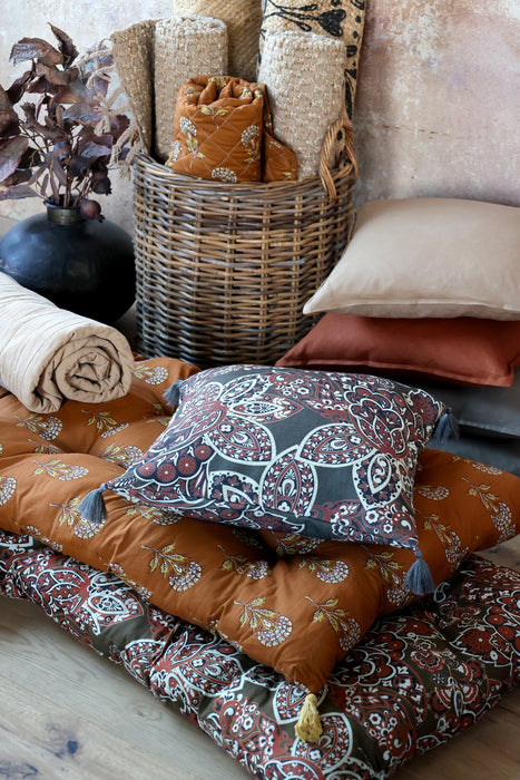 Aix púðaver með kögri Verte og Terracotta