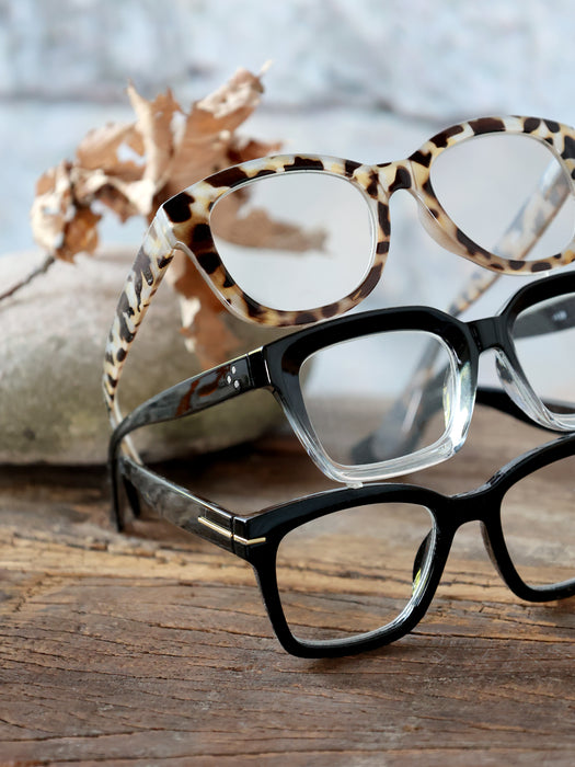 Lesgleraugu svört með gylltu