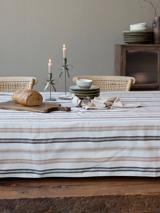 Dúkur Aix röndóttur Koniak&latte