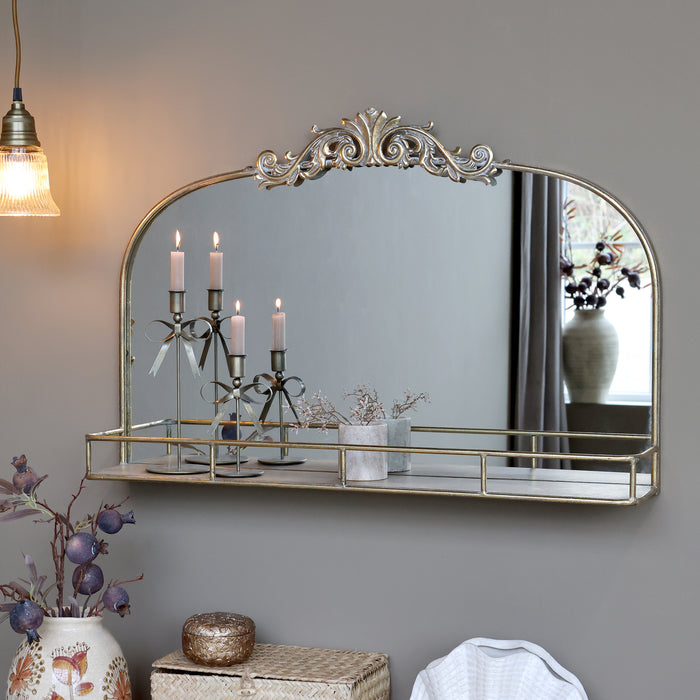 Spegill með hillu  "Antique Messing"