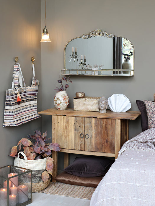 Spegill með hillu  "Antique Messing"