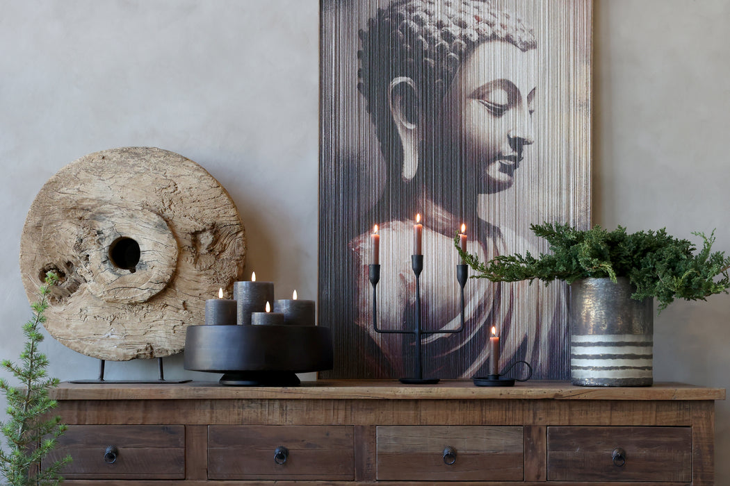 Mynd Buddha í ramma prentuð á snuru