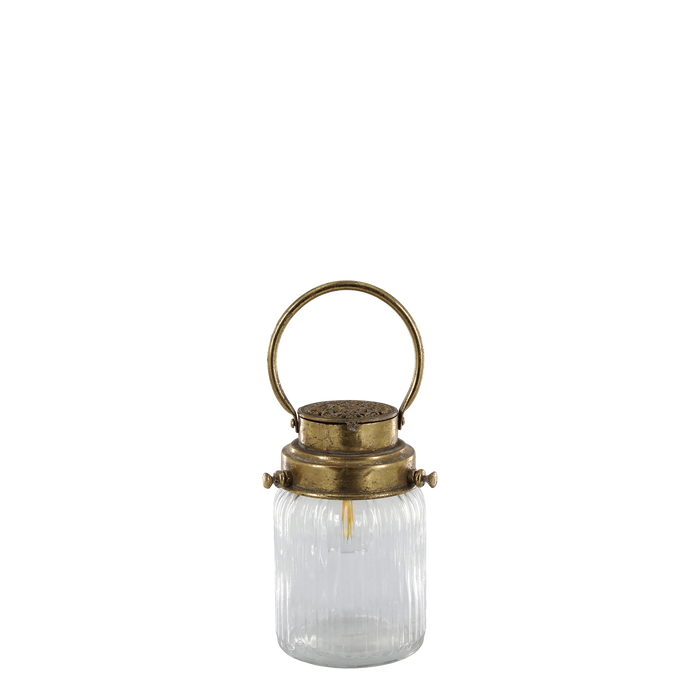 Lukt Led með peru og tímastilli Antík Brass