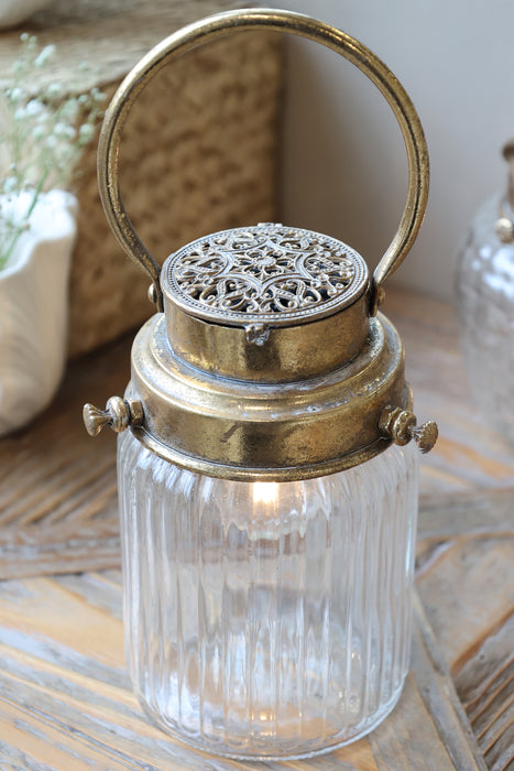 Lukt Led með peru og tímastilli Antík Brass