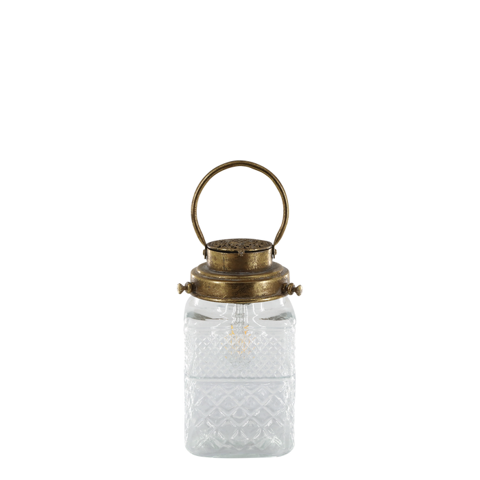 Lukt Led með peru og tímastilli Antík Brass