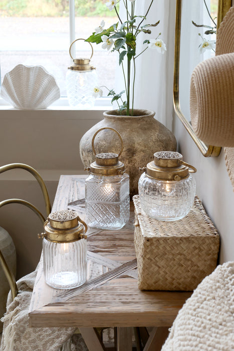 Lukt Led með peru og tímastilli Antík Brass