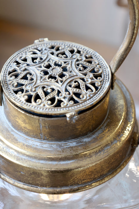 Lukt Led með peru og tímastilli Antík Brass