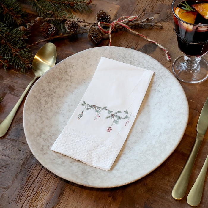 Servéttur með jólagrenilengju