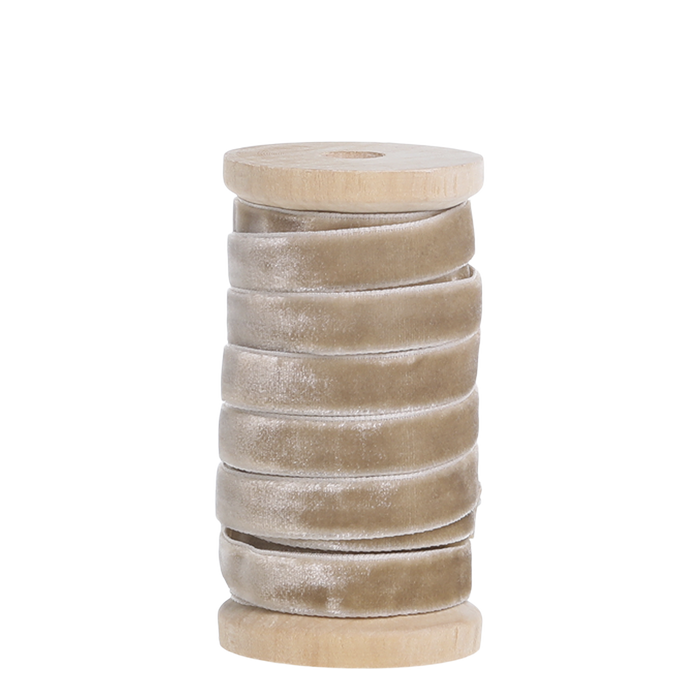 Velúrborði á viðarspólu "Cream"