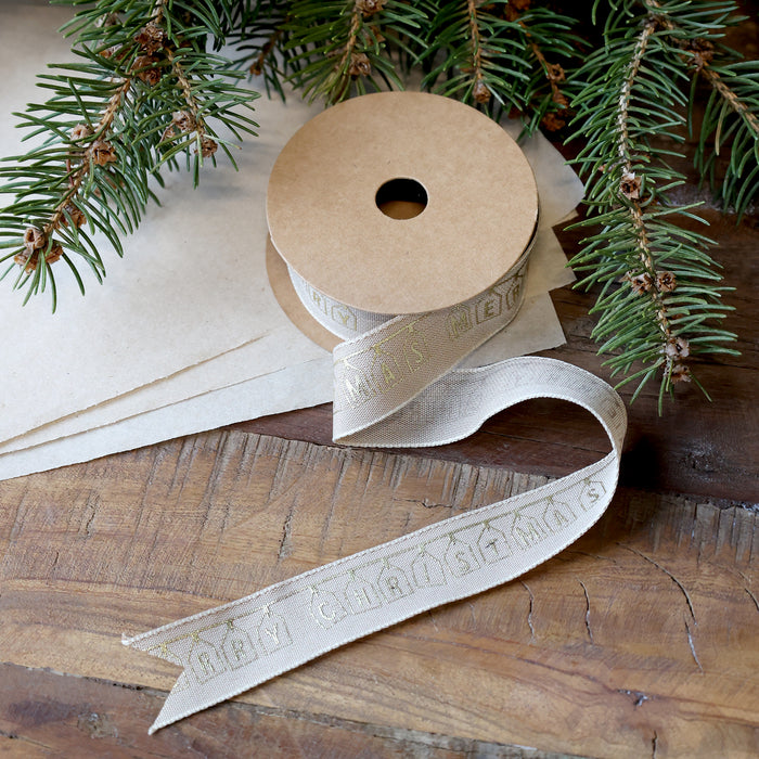 Velúrborði á viðarspólu "Merry Christmas"