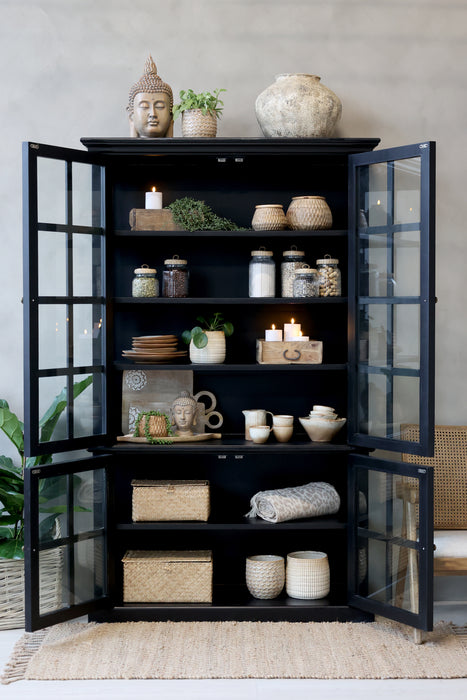 Skápur með 4 glerhurðum og 4 hillum Marseille