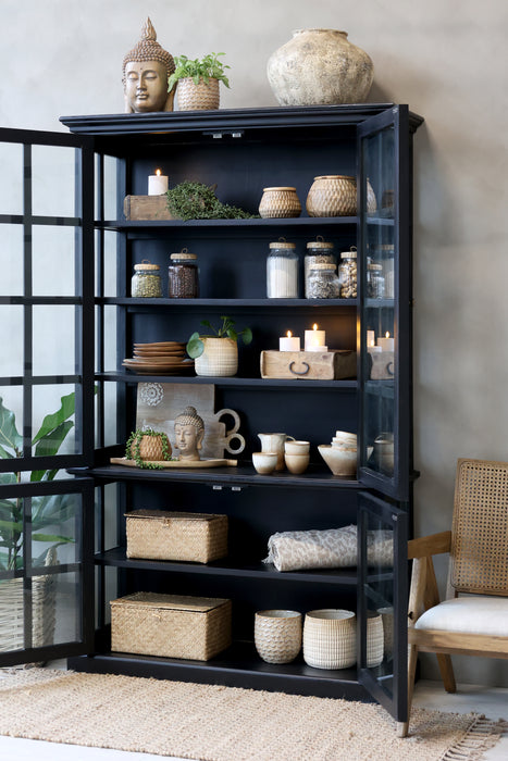 Skápur með 4 glerhurðum og 4 hillum Marseille