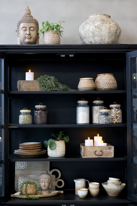 Skápur með 4 glerhurðum og 4 hillum Marseille