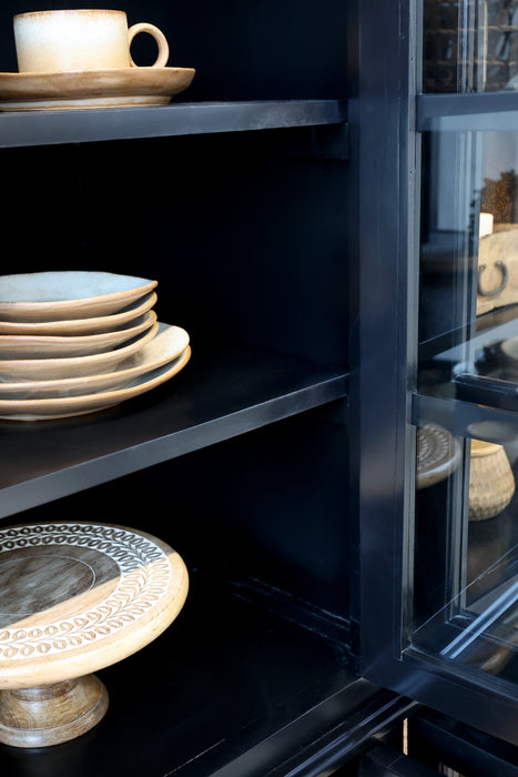 Skápur með 8 glerhurðum og  hillum svartur Marseille