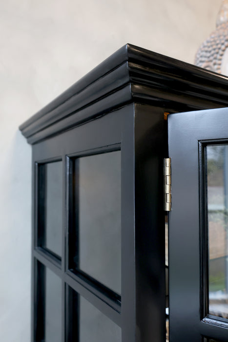 Skápur með 8 glerhurðum og  hillum svartur Marseille