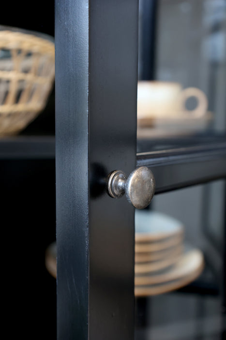 Skápur með 8 glerhurðum og  hillum svartur Marseille