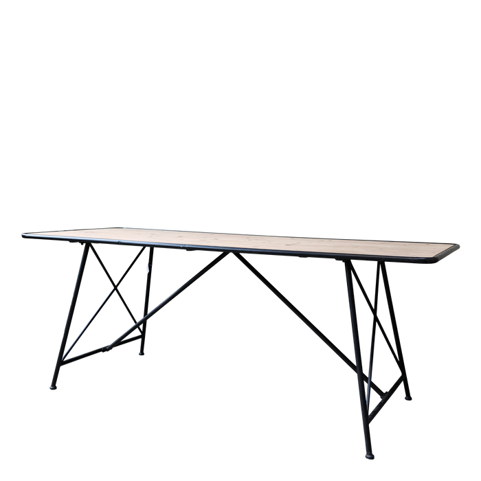 Borðstofuborð úr við og járni