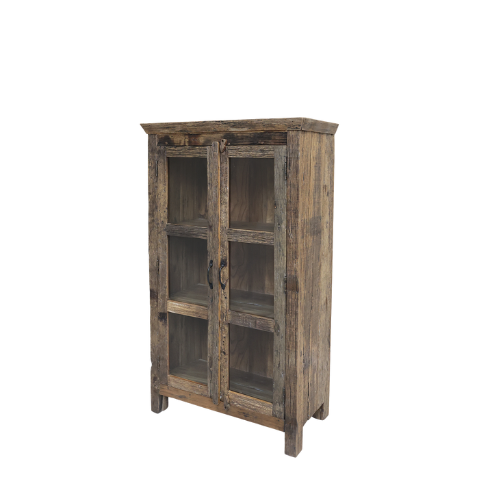 Skápur með glerhurð og hillum 140 x 80 cm