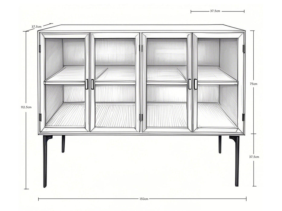 Skenkur með riffluðu gleri