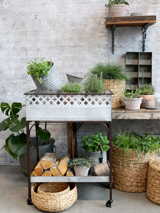 Vagn á hjólum úr zinki