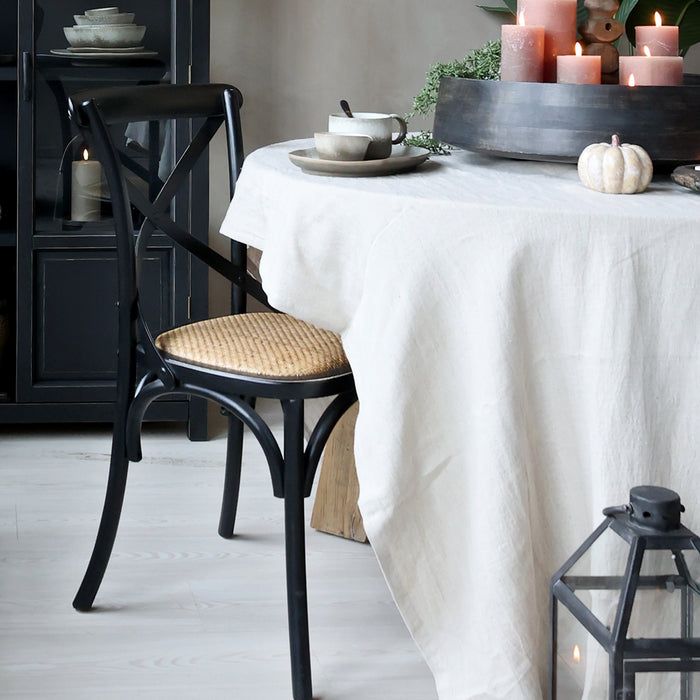 Stóll Franskur með Rattan setu og X-bak Svartur