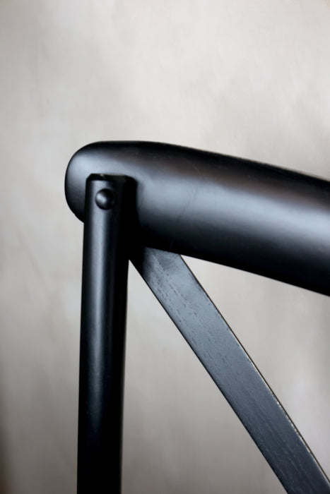 Stóll Franskur með Rattan setu og X-bak Svartur