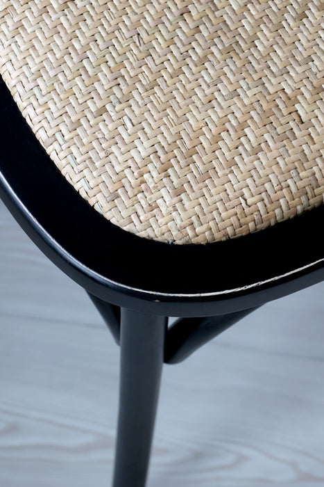 Stóll Franskur með Rattan setu og X-bak Svartur