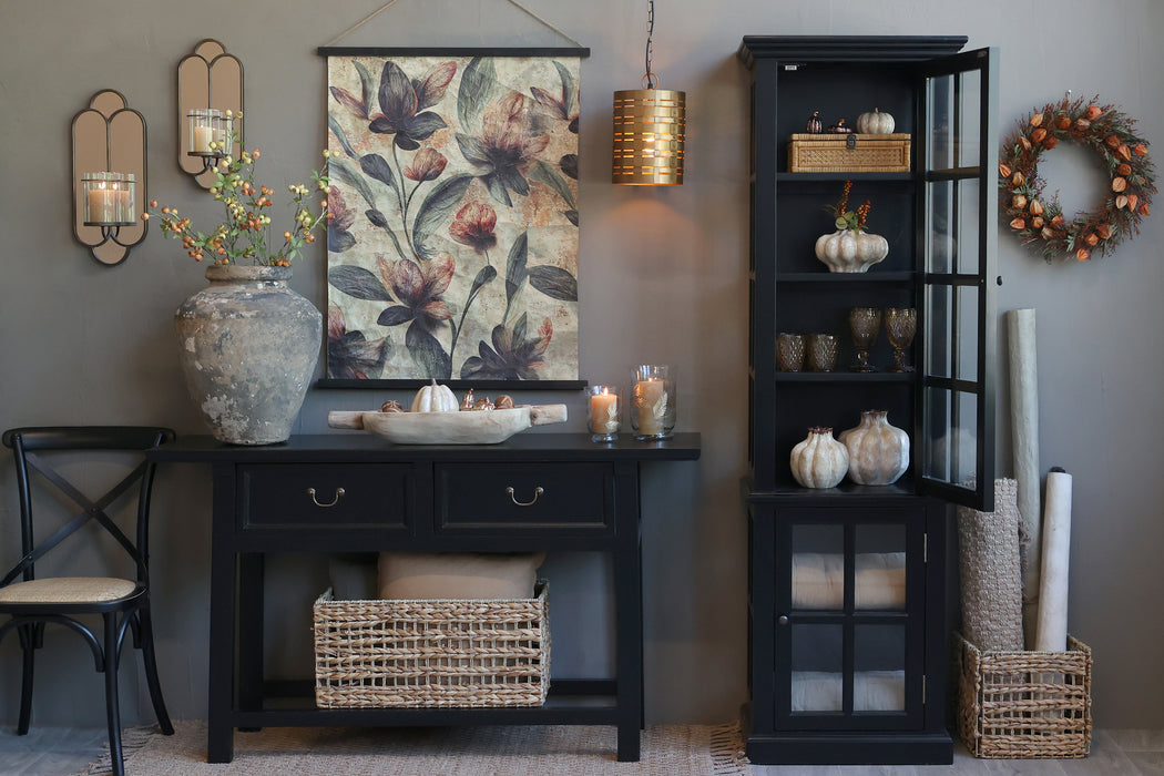 Stóll Franskur með Rattan setu og X-bak Svartur