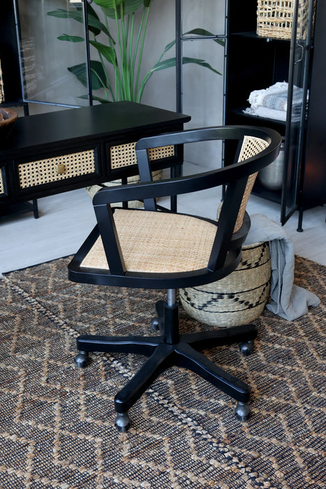 Skrifborðstóll Rattan svartur