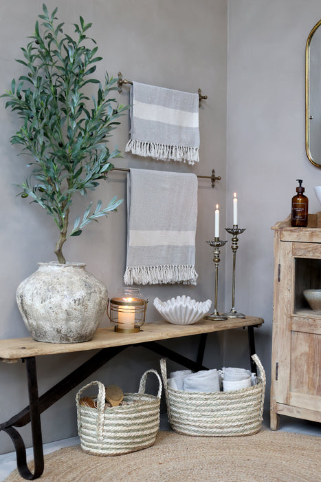 Grimaud bekkur  úr endurunnum við með járnfótum 152 cm