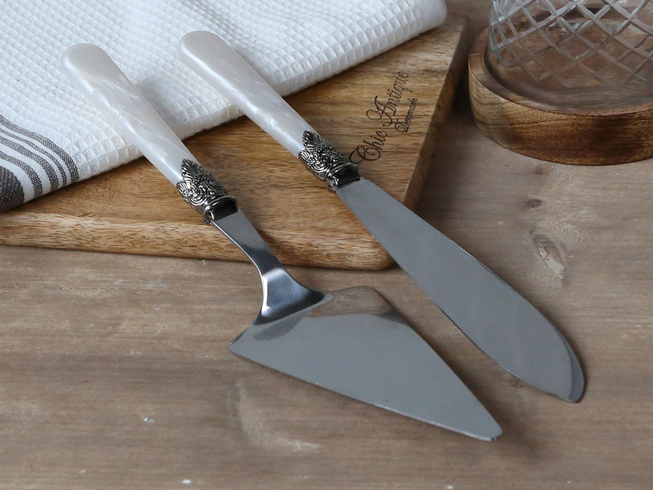 Kökuhnífur og kökuspaði Linas Antík Mother of pearl