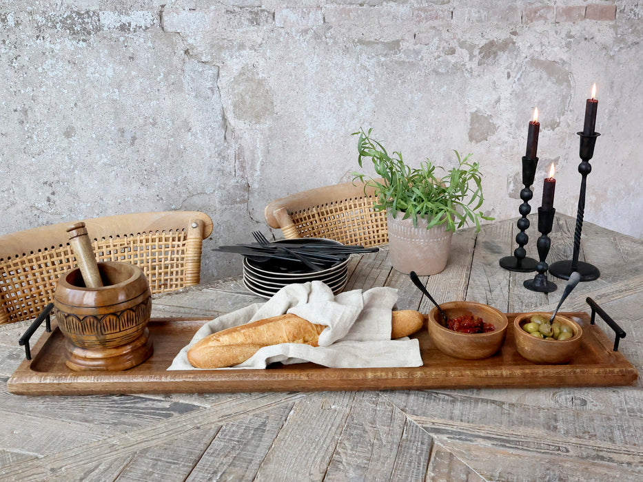 Viðarbakki með handföngum 90 cm Tours