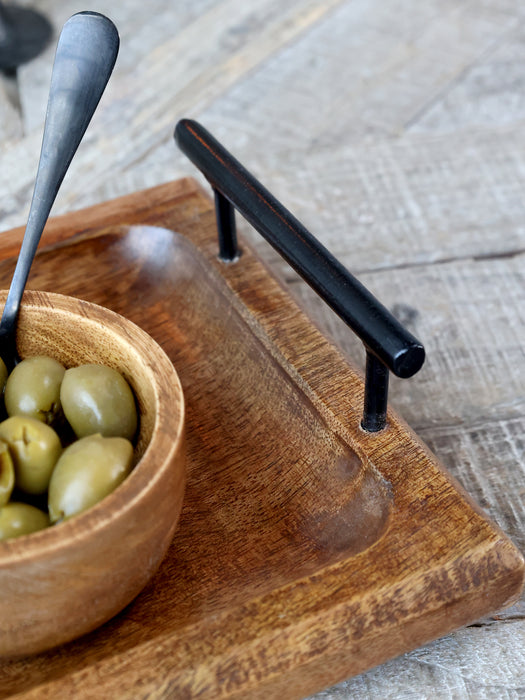 Viðarbakki með handföngum 90 cm Tours