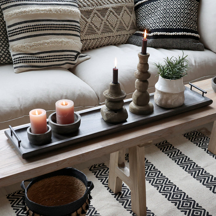 Viðarbakki með handföngum 90 cm Tours Svartur