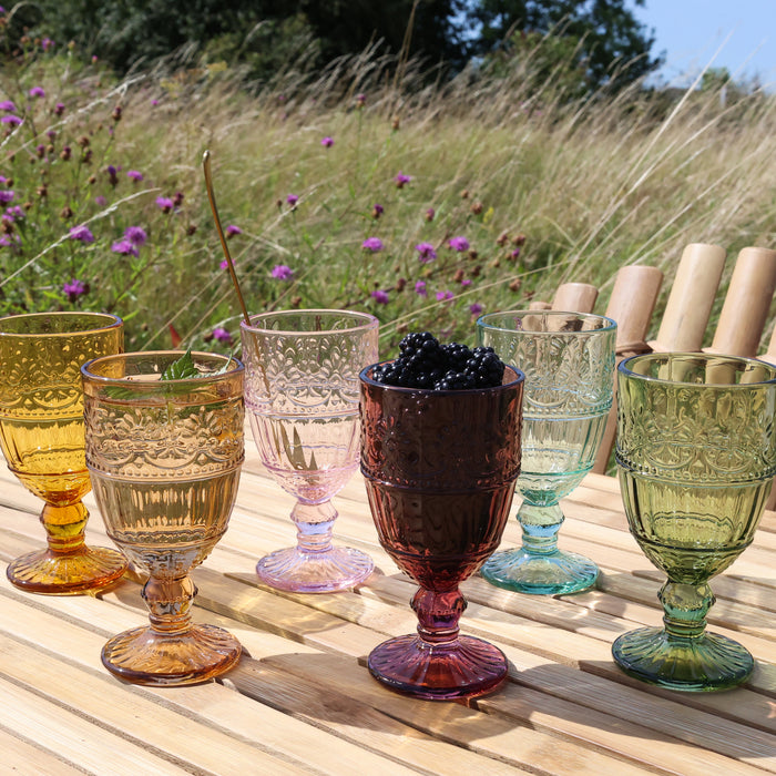 St Emilion Glas með mynstri  í mismunandi litum