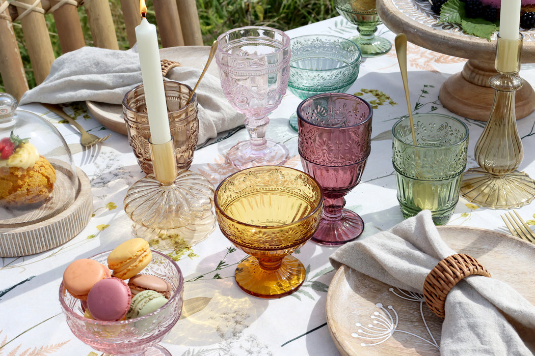 St Emilion Glas með mynstri  í mismunandi litum