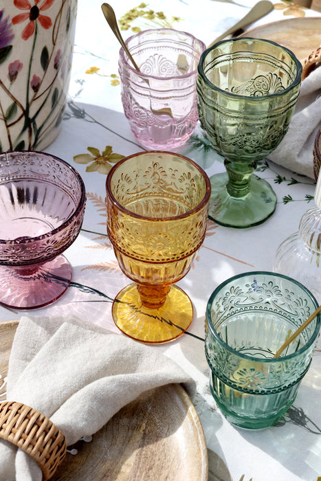 St Emilion Glas með mynstri  í mismunandi litum