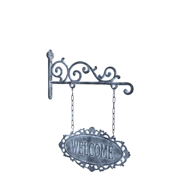 Hangandi skilti "Welcome"