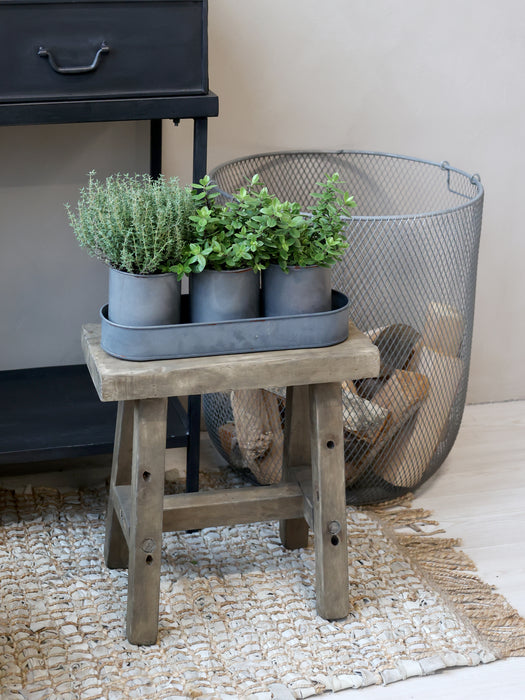 Blómapottur 3 saman á bakka Zink