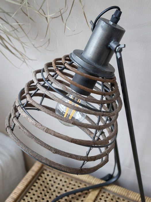 Borðlampi Rattan "Antigue Coal"