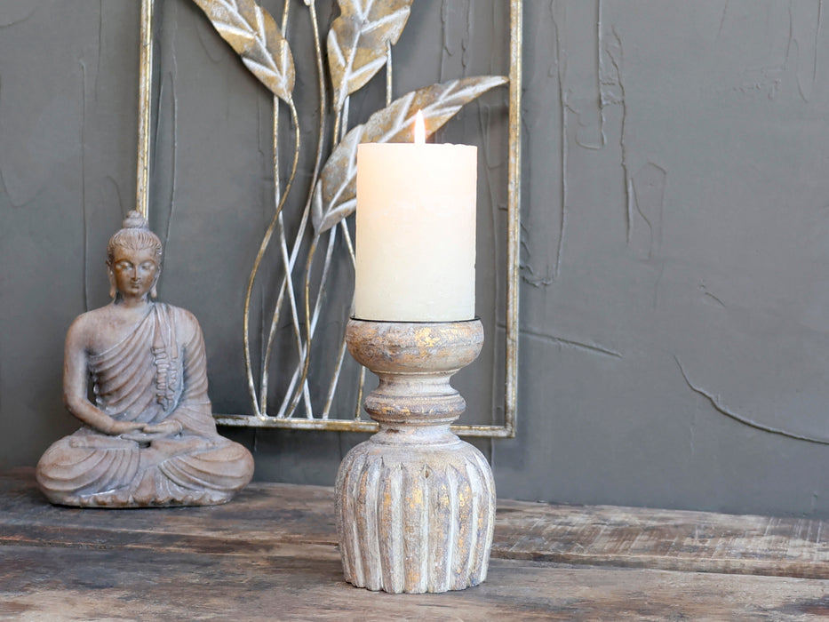 Kertastjaki ljós viður m gylltu