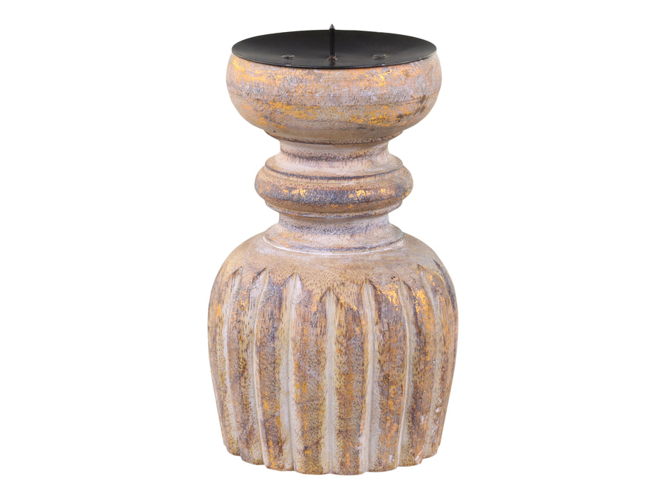 Kertastjaki ljós viður m gylltu