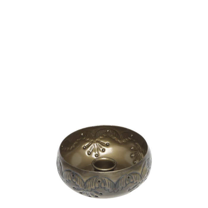 Kertastjaki með mynstri antique brass