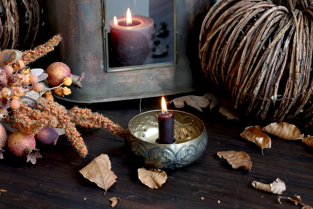 Kertastjaki með mynstri antique brass