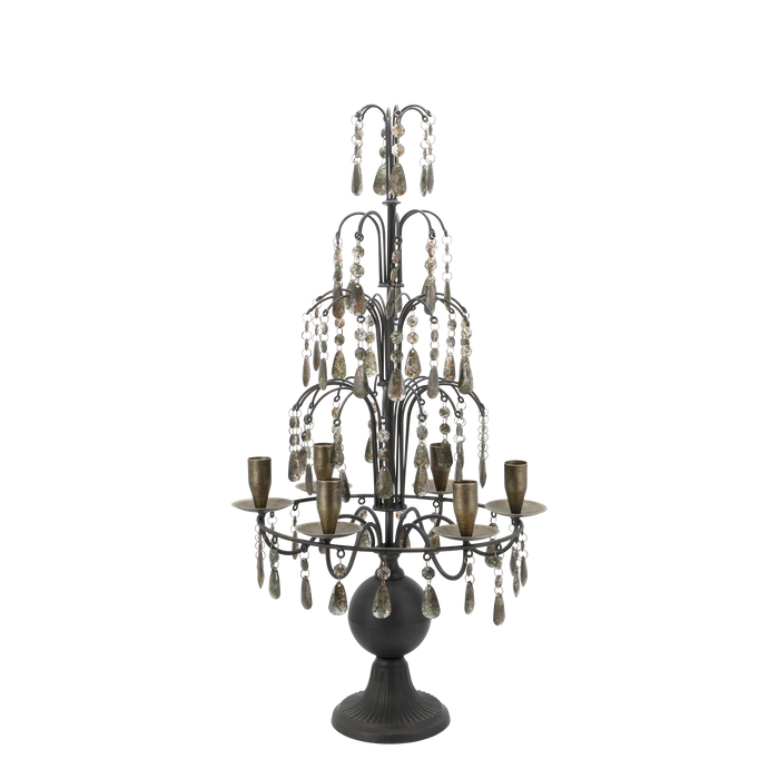 Kertastjaki á fæti með glersteinum