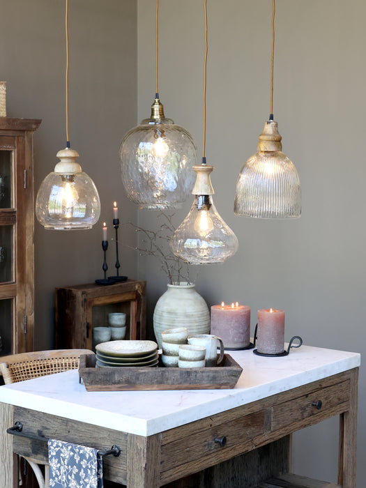 Loftljós gler og viður